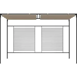 Clearance Paviljong med infällbart tak - Stabil utomhuslösning | Färg: Taupe | Storlek: 3x4x2,3 m Valvbågar, Spaljéer, Bersåer & Pergolor