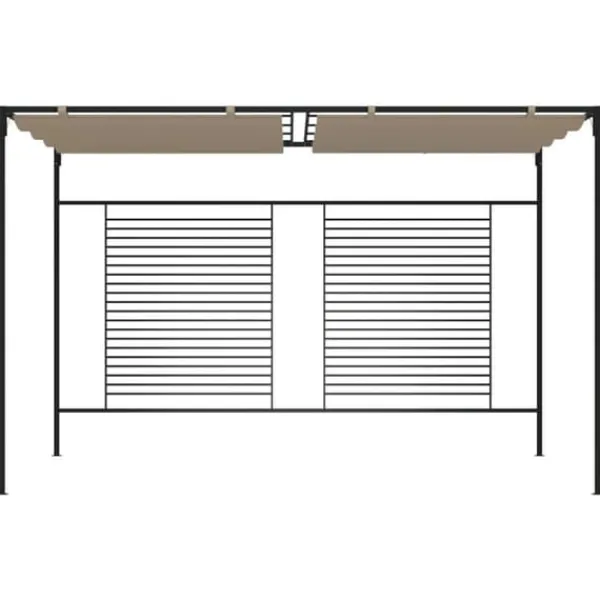 Clearance Paviljong med infällbart tak 3x4x2,3 m taupe 180 g/m² Valvbågar, Spaljéer, Bersåer & Pergolor