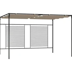 Clearance Paviljong med infällbart tak 3x4x2,3 m taupe 180 g/m² Valvbågar, Spaljéer, Bersåer & Pergolor