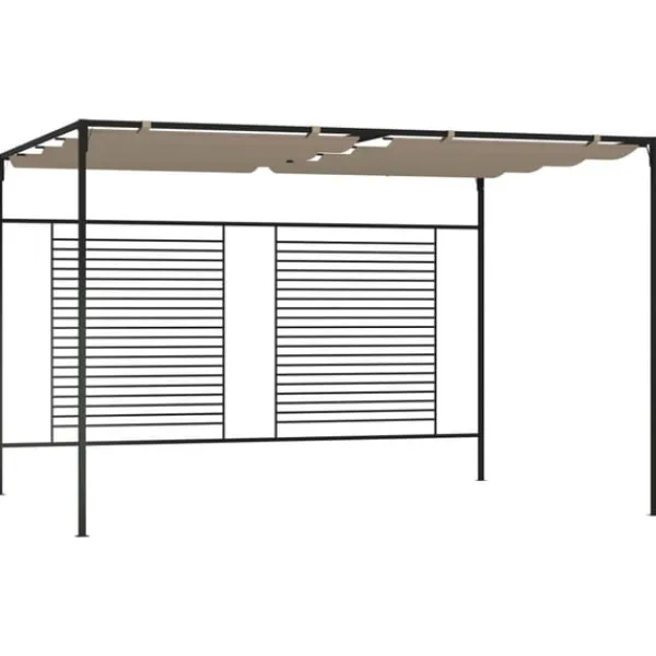 Clearance Paviljong med infällbart tak 3x4x2,3 m taupe 180 g/m² Valvbågar, Spaljéer, Bersåer & Pergolor