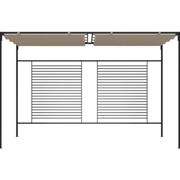 Clearance Paviljong med infällbart tak 3x4x2,3 m taupe 180 g/m² Valvbågar, Spaljéer, Bersåer & Pergolor