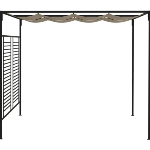 Clearance Paviljong med infällbart tak 3x4x2,3 m taupe 180 g/m² Valvbågar, Spaljéer, Bersåer & Pergolor