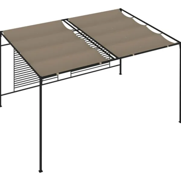 Clearance Paviljong med infällbart tak 3x4x2,3 m taupe 180 g/m² Valvbågar, Spaljéer, Bersåer & Pergolor