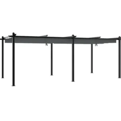 Best Paviljong med infällbart tak antracit 3x6 m aluminium Valvbågar, Spaljéer, Bersåer & Pergolor