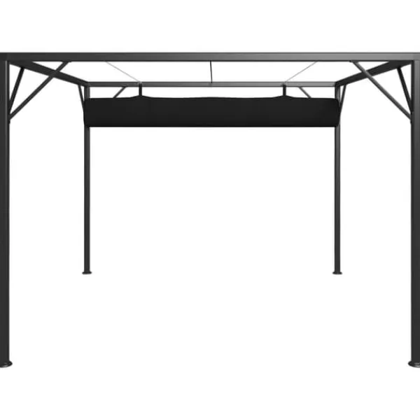 Discount Paviljong med infällbart tak 3x3 m - Vattentät och UV-skydd | Färg: Antracit | Storlek: 3x3 m Valvbågar, Spaljéer, Bersåer & Pergolor