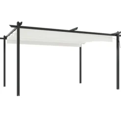 Outlet Paviljong med infällbart tak 4x3 m gräddvit - Paviljong - Paviljonger - Home & Living Valvbågar, Spaljéer, Bersåer & Pergolor