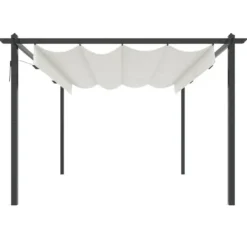 Outlet Paviljong med infällbart tak 4x3 m gräddvit - Paviljong - Paviljonger - Home & Living Valvbågar, Spaljéer, Bersåer & Pergolor