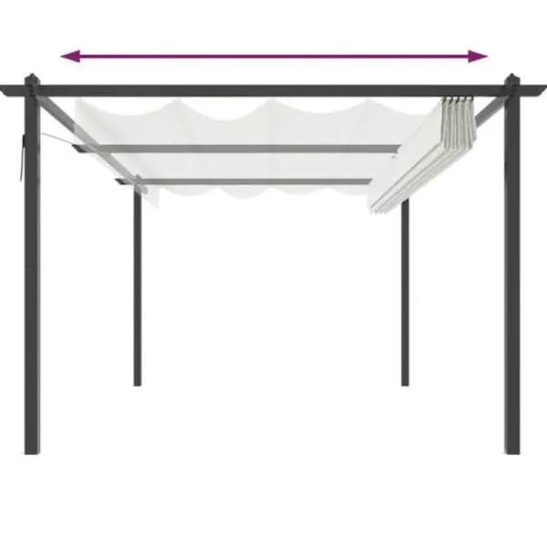 Outlet Paviljong med infällbart tak 4x3 m gräddvit - Paviljong - Paviljonger - Home & Living Valvbågar, Spaljéer, Bersåer & Pergolor