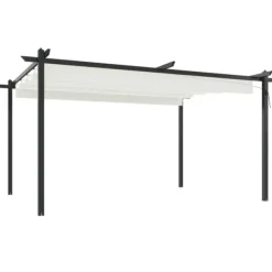 Outlet Paviljong med infällbart tak 4x3 m gräddvit Valvbågar, Spaljéer, Bersåer & Pergolor