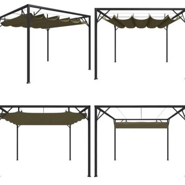 Paviljong med infällbart tak 3x3 m taupe 180 g/m² - Paviljong - Paviljonger - Home & Living