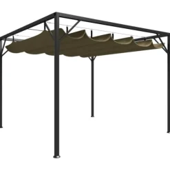 Paviljong med infällbart tak 3x3 m taupe 180 g/m² - Paviljong - Paviljonger - Home & Living