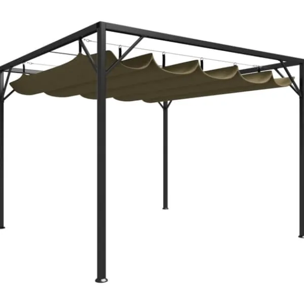 Paviljong med infällbart tak 3x3 m taupe 180 g/m² - Paviljong - Paviljonger - Home & Living