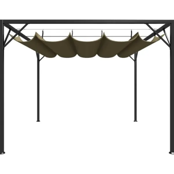 Paviljong med infällbart tak 3x3 m taupe 180 g/m² - Paviljong - Paviljonger - Home & Living