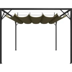 Paviljong med infällbart tak 3x3 m - Vattentålig och UV-skyddande | Färg: Taupe | Storlek: 3x3 m