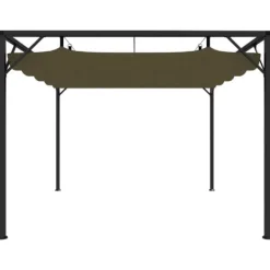 Paviljong med infällbart tak 3x3 m - Vattentålig och UV-skyddande | Färg: Taupe | Storlek: 3x3 m