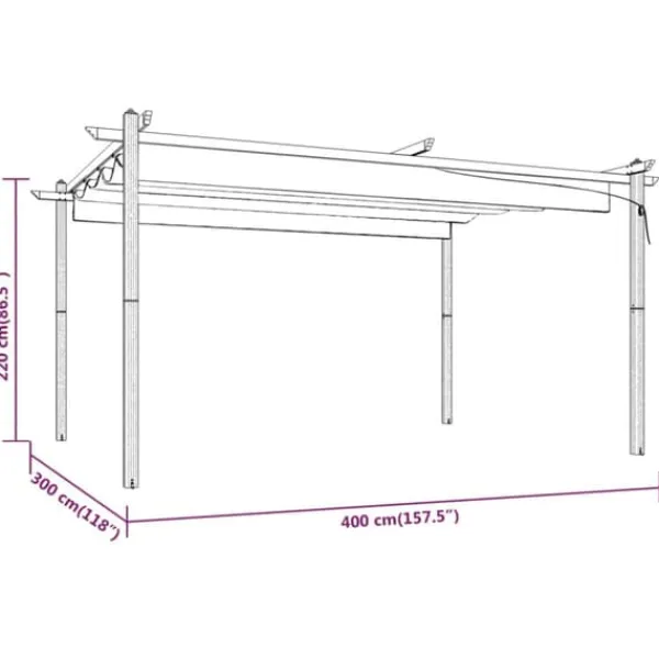 Paviljong med infällbart tak 4x3 m antracit - Paviljong - Paviljonger - Home & Living