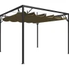 vidaXL Paviljong med infällbart tak 3x3 m taupe 180 g/m²