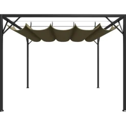 vidaXL Paviljong med infällbart tak 3x3 m taupe 180 g/m²
