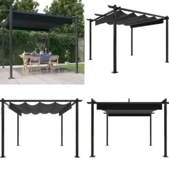 Hot Paviljong med infällbart tak 3x3 m antracit - Paviljong - Paviljonger - Home & Living Valvbågar, Spaljéer, Bersåer & Pergolor