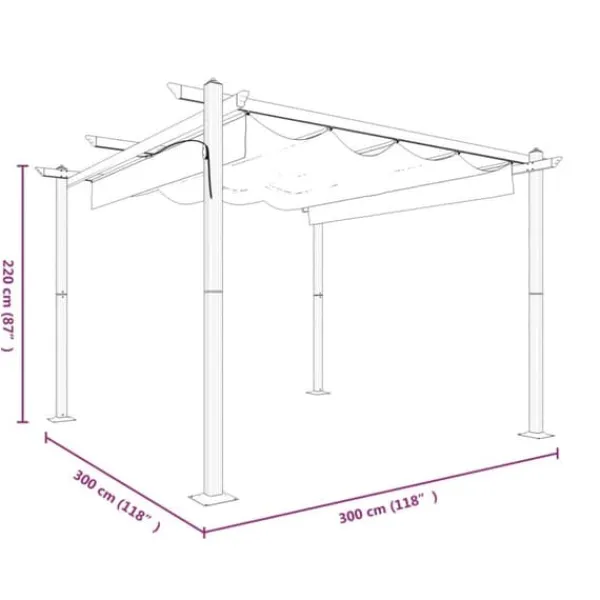 Hot Paviljong med infällbart tak 3x3 m antracit - Paviljong - Paviljonger - Home & Living Valvbågar, Spaljéer, Bersåer & Pergolor