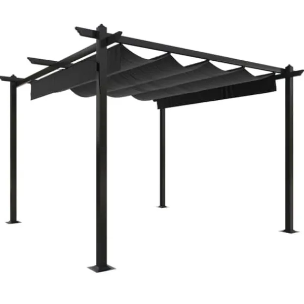 Hot Paviljong med infällbart tak 3x3 m antracit - Paviljong - Paviljonger - Home & Living Valvbågar, Spaljéer, Bersåer & Pergolor