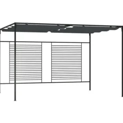 vidaXL Paviljong med infällbart tak 4x3x2,3 m gräddvit 180 g/m²