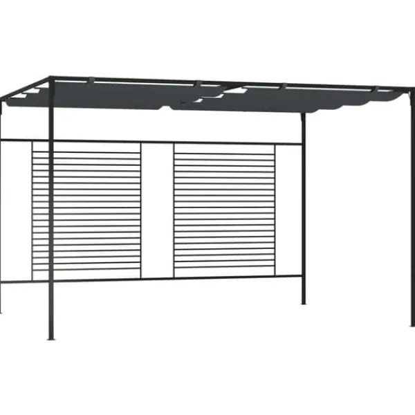 vidaXL Paviljong med infällbart tak 4x3x2,3 m gräddvit 180 g/m²