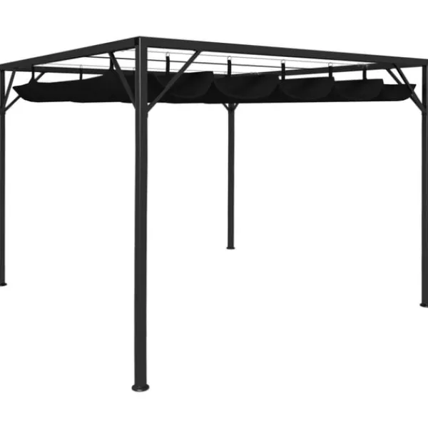 Paviljong med infällbart tak 3x3 m antracit Valvbågar, Spaljéer, Bersåer & Pergolor