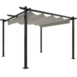 vidaXL Paviljong med infällbart tak 3x3 m gräddvit