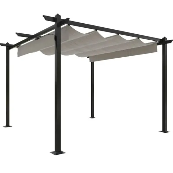 vidaXL Paviljong med infällbart tak 3x3 m gräddvit