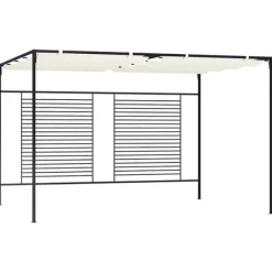 New Paviljong med infällbart tak 3x4 m - Stabil utomhusstruktur | Färg: Gräddvit | Storlek: 3x4x2,3 m Valvbågar, Spaljéer, Bersåer & Pergolor