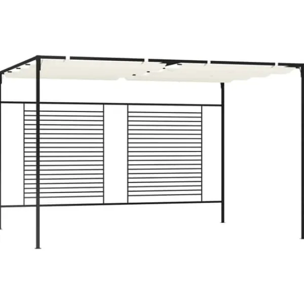 New Paviljong med infällbart tak 3x4 m - Stabil utomhusstruktur | Färg: Gräddvit | Storlek: 3x4x2,3 m Valvbågar, Spaljéer, Bersåer & Pergolor