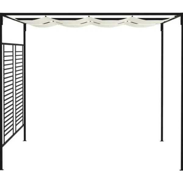 New Paviljong med infällbart tak 3x4 m - Stabil utomhusstruktur | Färg: Gräddvit | Storlek: 3x4x2,3 m Valvbågar, Spaljéer, Bersåer & Pergolor