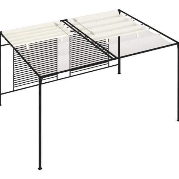 New Paviljong med infällbart tak 3x4 m - Stabil utomhusstruktur | Färg: Gräddvit | Storlek: 3x4x2,3 m Valvbågar, Spaljéer, Bersåer & Pergolor