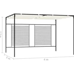 New Paviljong med infällbart tak 3x4 m - Stabil utomhusstruktur | Färg: Gräddvit | Storlek: 3x4x2,3 m Valvbågar, Spaljéer, Bersåer & Pergolor
