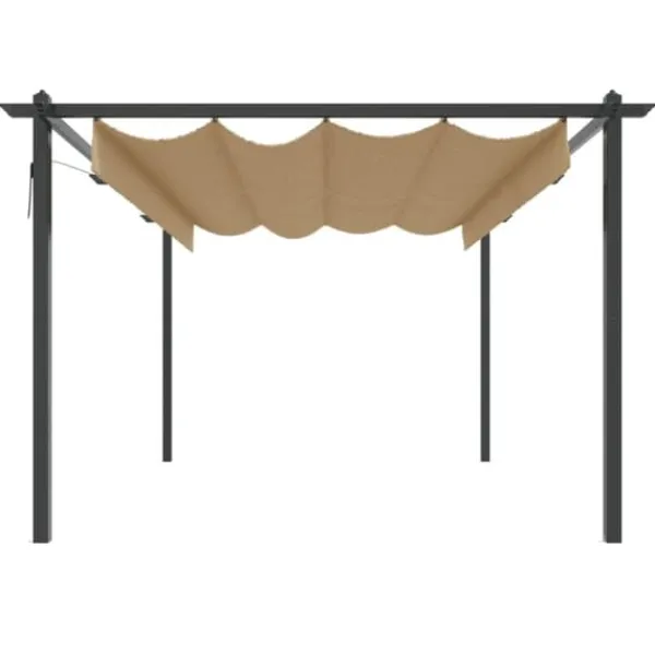 Sale Paviljong med infällbart tak 4x3 m - Skydd och skugga för uteplatsen | Färg: Taupe | Storlek: 4x3 m Valvbågar, Spaljéer, Bersåer & Pergolor