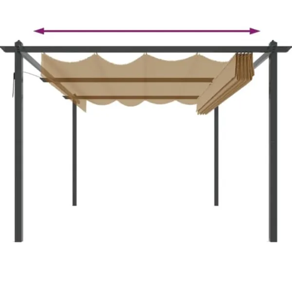 Sale Paviljong med infällbart tak 4x3 m - Skydd och skugga för uteplatsen | Färg: Taupe | Storlek: 4x3 m Valvbågar, Spaljéer, Bersåer & Pergolor