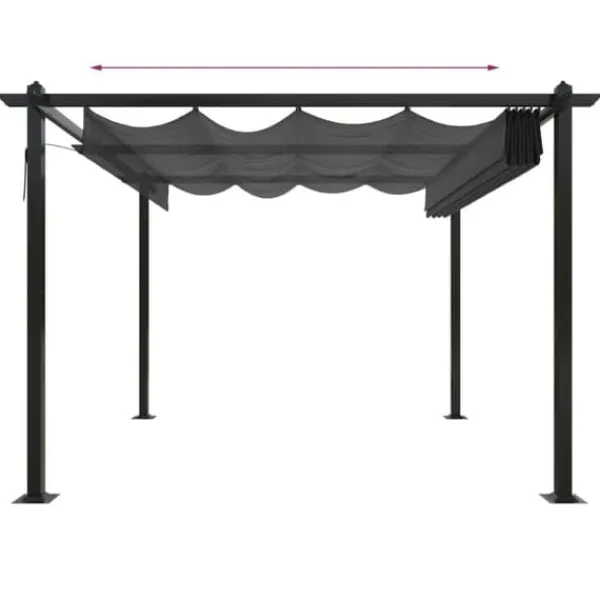 Paviljong med infällbart tak 3x3 m - Uteplatslösning | Färg: Antracit | Storlek: 3x3 m