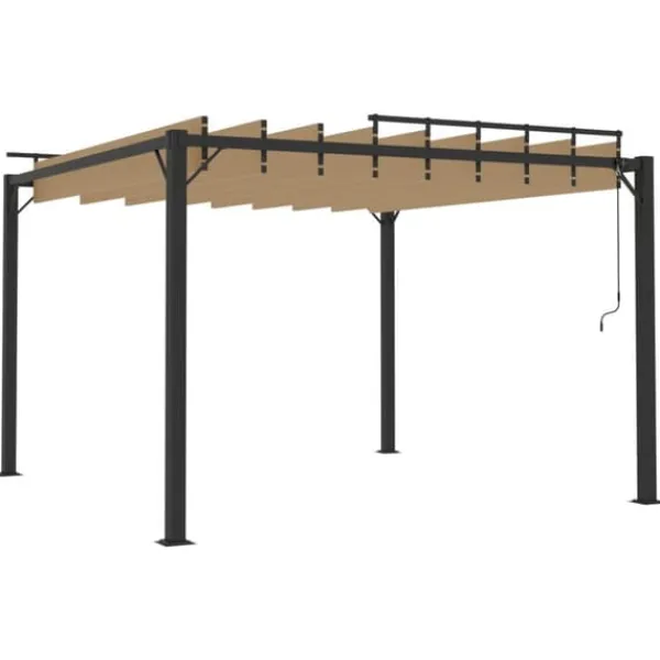 Paviljong med justerbart lamelltak - Uteplatspaviljong | Färg: Taupe | Storlek: 3x3 m