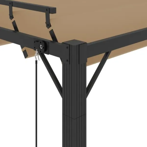 Paviljong med justerbart lamelltak - Uteplatspaviljong | Färg: Taupe | Storlek: 3x3 m