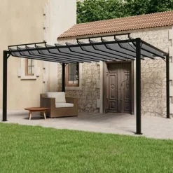 Clearance Paviljong med lamelltak 3x4 m antracit tyg och aluminium Valvbågar, Spaljéer, Bersåer & Pergolor