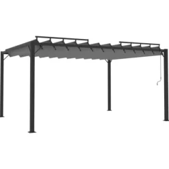 Clearance Paviljong med lamelltak 3x4 m antracit tyg och aluminium Valvbågar, Spaljéer, Bersåer & Pergolor