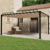 vidaXL Paviljong med lamelltak 3x4 m taupe tyg och aluminium