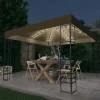 Outlet Paviljong med ljusslinga LED 3x3 m taupe Tält & Lusthus