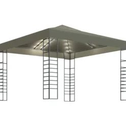 Outlet Paviljong med ljusslinga LED 3x3 m taupe Tält & Lusthus