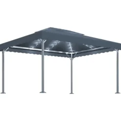 Online Paviljong med ljusslinga LED 400x300 cm antracit aluminium Tält & Lusthus