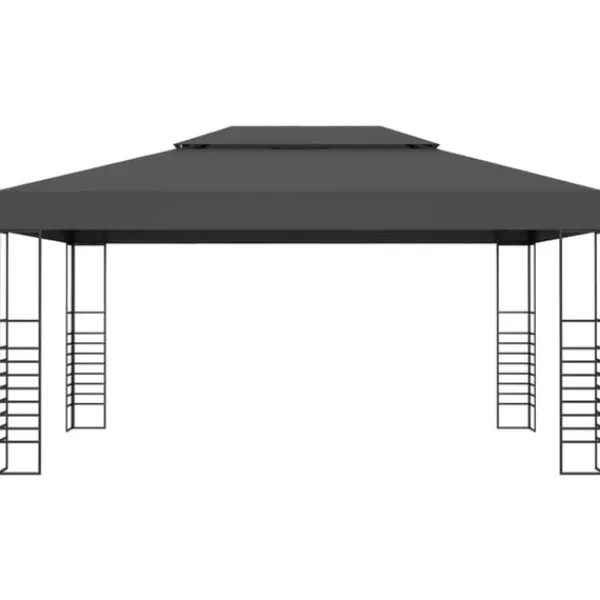 vidaXL Paviljong med ljusslinga LED 3x4 m antracit