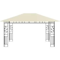 Paviljong med myggnät och solcellsdriven ljusslinga | Färg: Gräddvit | Storlek: 4x3x2,73 m Tält & Lusthus