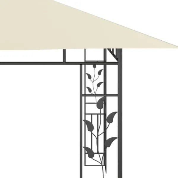 Paviljong med myggnät och solcellsdriven ljusslinga | Färg: Gräddvit | Storlek: 4x3x2,73 m Tält & Lusthus
