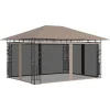 vidaXL Paviljong med myggnät 4x3x2,73 m taupe 180 g/m²